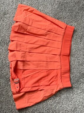 HALARA Orange Pleated Mini Skirt